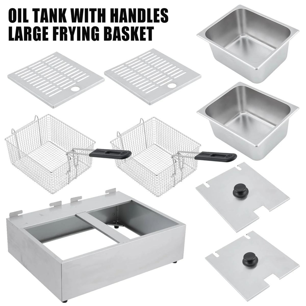 Electric Deep Fryer,Tank Stainless Steel Deep Fryer, Temperature Control, Countertop Fryer for Home Kitchen and Restaurant, 110V
