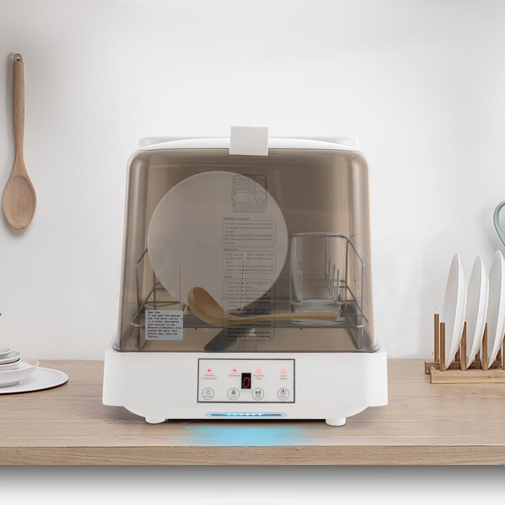 48*38*40cm Rectangle Portable Countertop Dishwasher Automatic Dishwashing with Tank Mini Dishwasher White Brown