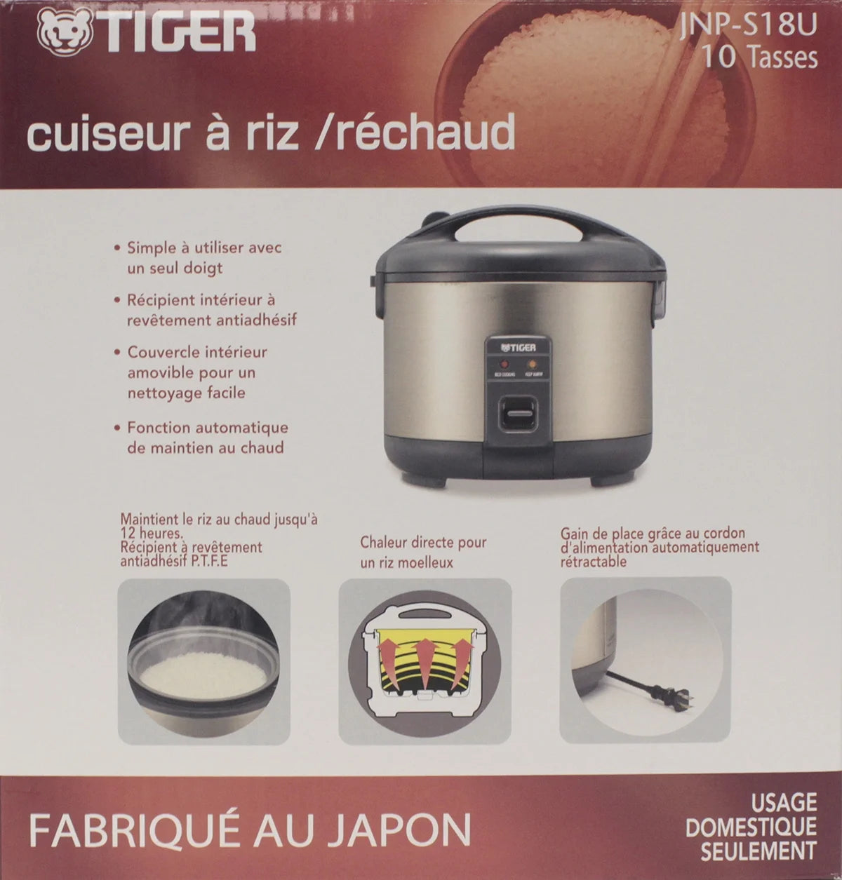 Tiger Rice Cooker/Warmer Stainless Steel 10 Cups