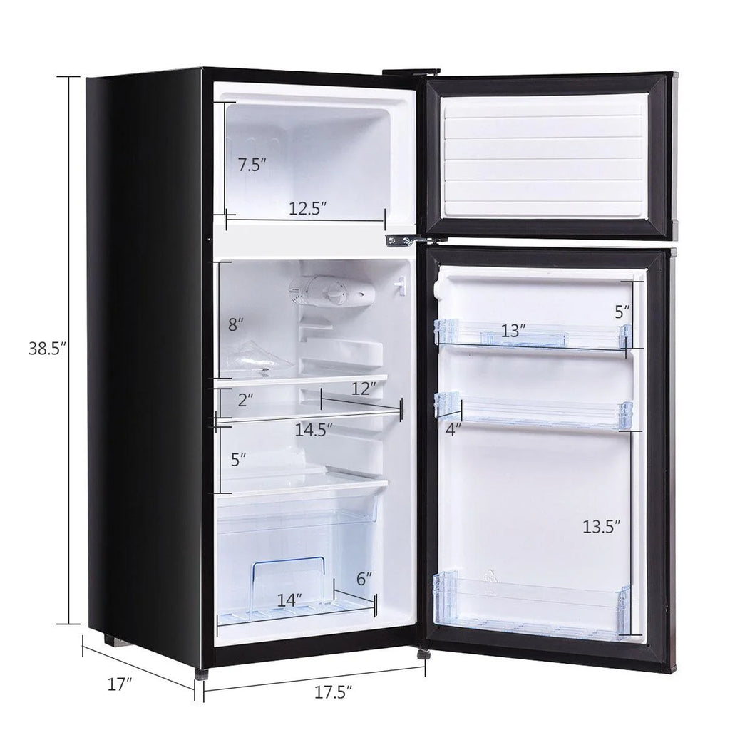 Giantex Compact Refrigerator, 3.4 cu. ft. Mini Cooler Fridge, Freestanding Fridge w/Adjustable Thermostat, Black