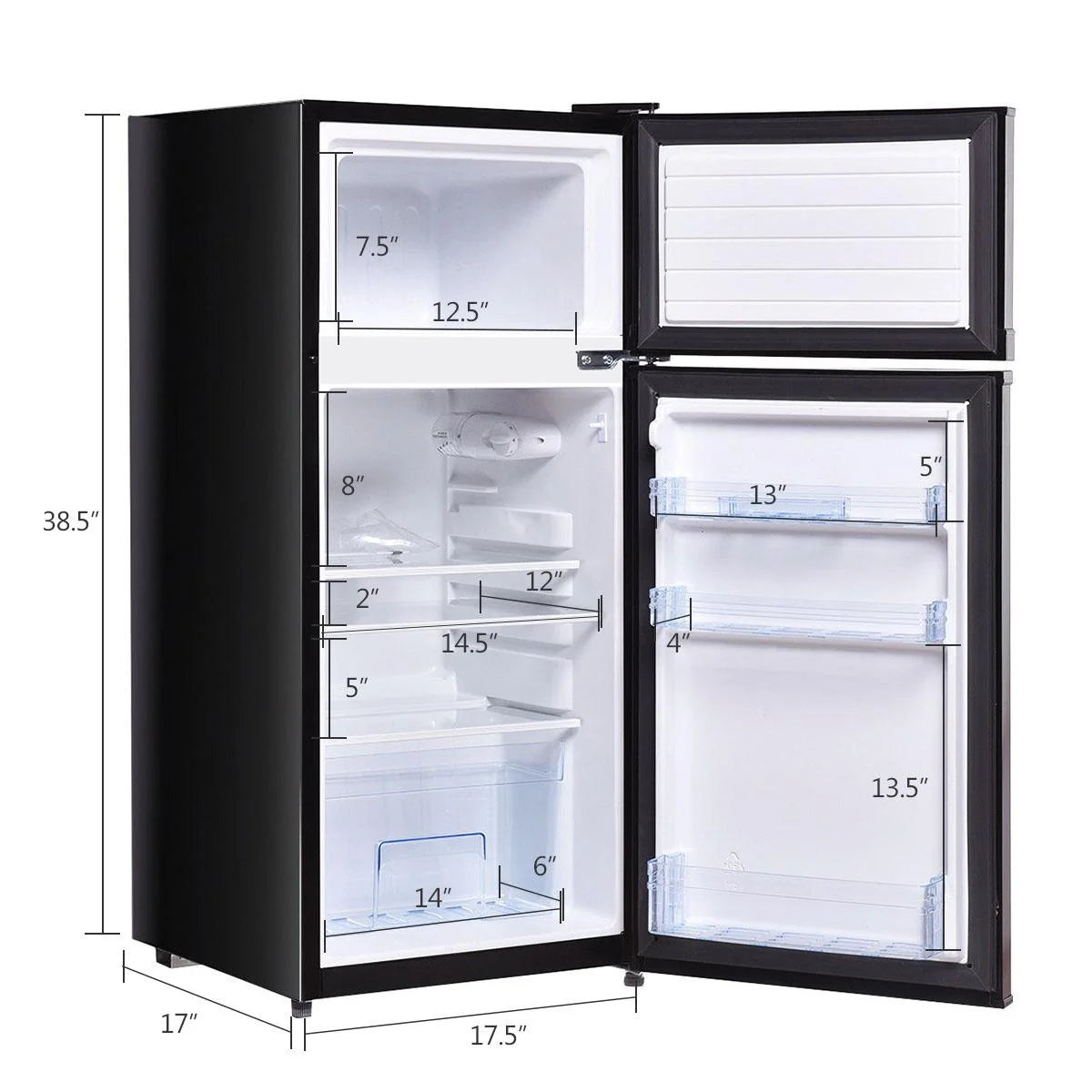 Giantex Compact Refrigerator, 3.4 cu. ft. Mini Cooler Fridge, Freestanding Fridge w/Adjustable Thermostat, Black