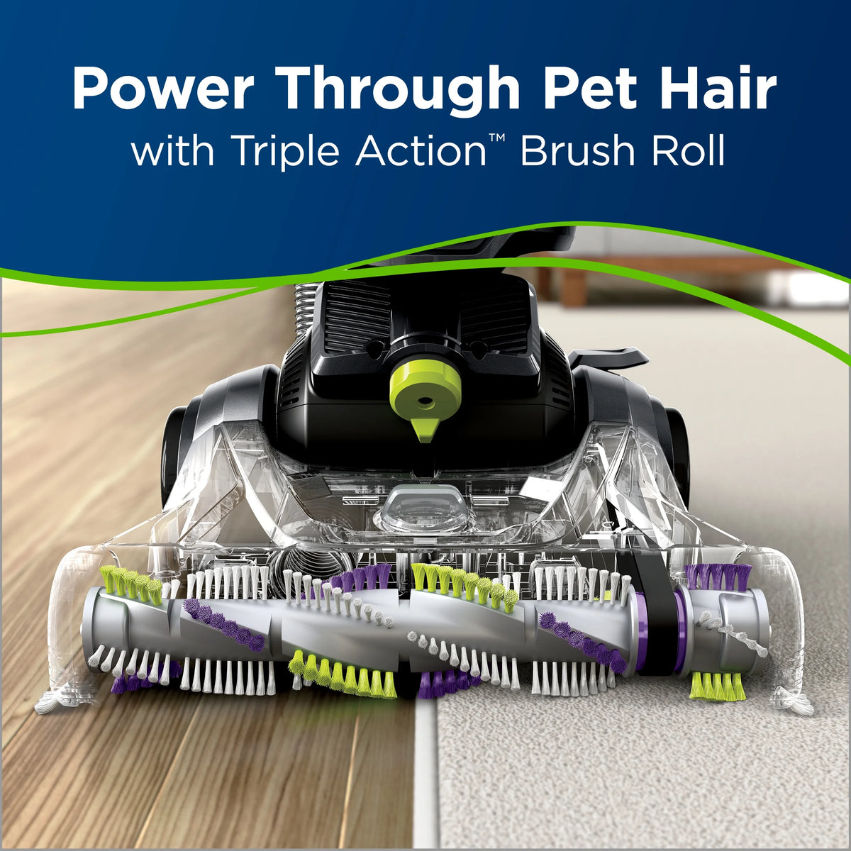 BISSELL PowerLifter Swivel Pet Rewind, Bagless, Upright Vacuum, Pet Friendly, Triple Action Brush Roll, Automatic Cord Rewind, Scatter Free Technology, 2259, Black & Purple