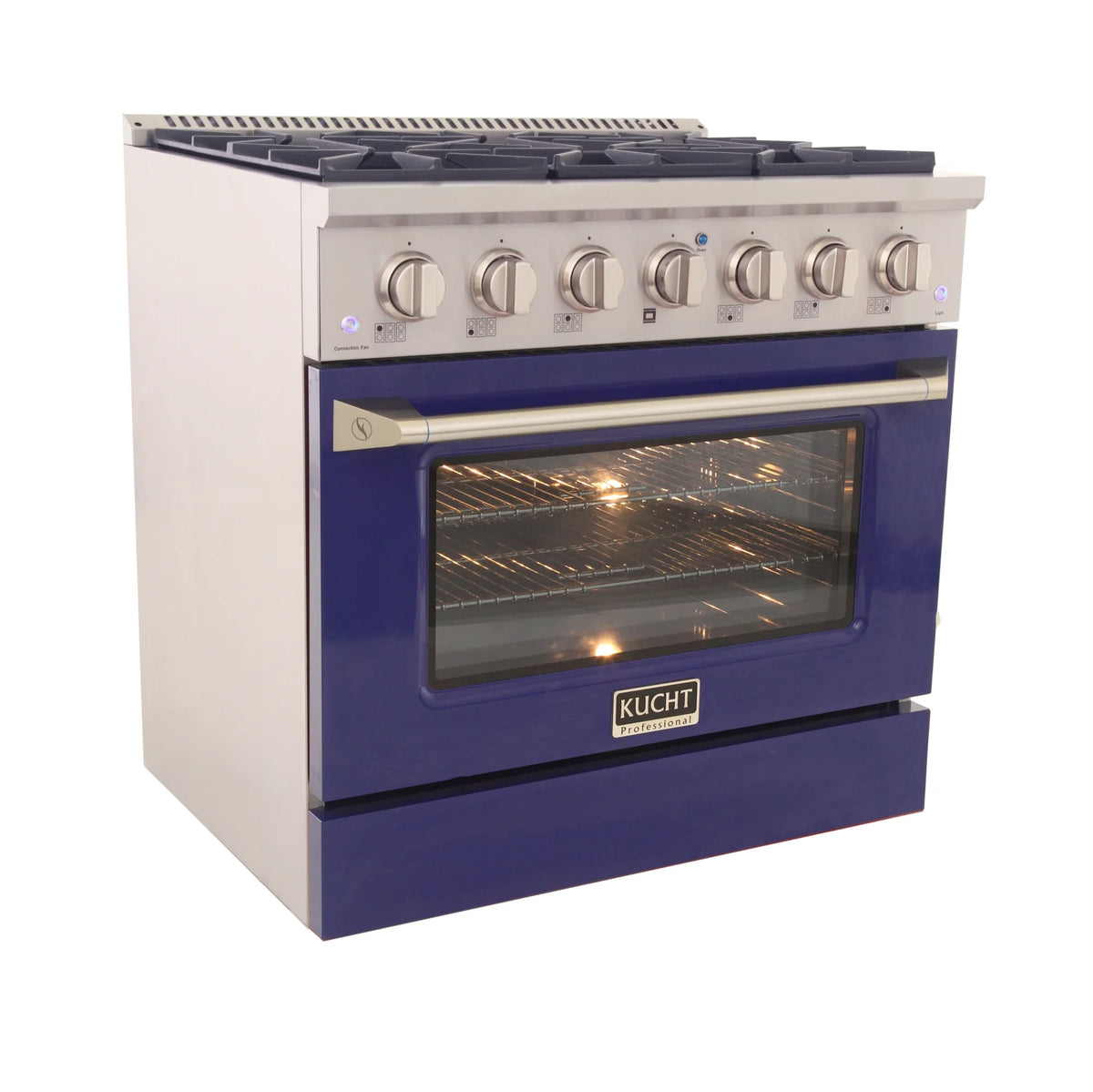 36 in. 5.2 cu. ft Dual Fuel Range for Natural Gas Sealed Burners in Blue.