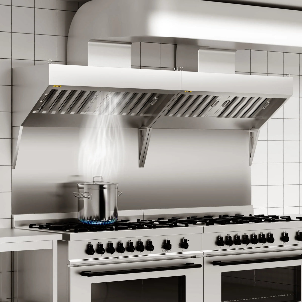 BENTISM Commercial Exhaust Hood 4ft Food Truck Hood Exhaust 201 Stainless Steel