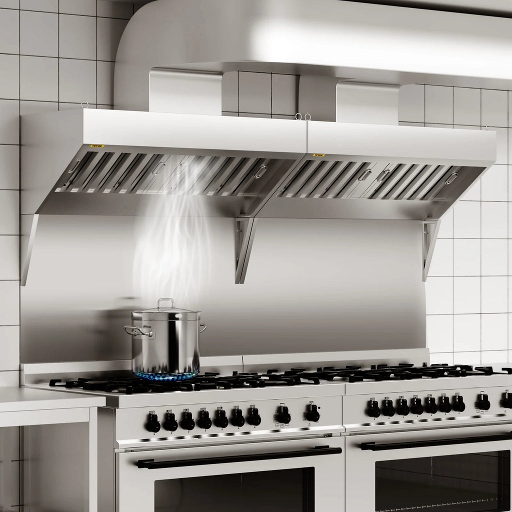 BENTISM Commercial Exhaust Hood 8ft Food Truck Hood Exhaust 201 Stainless Steel