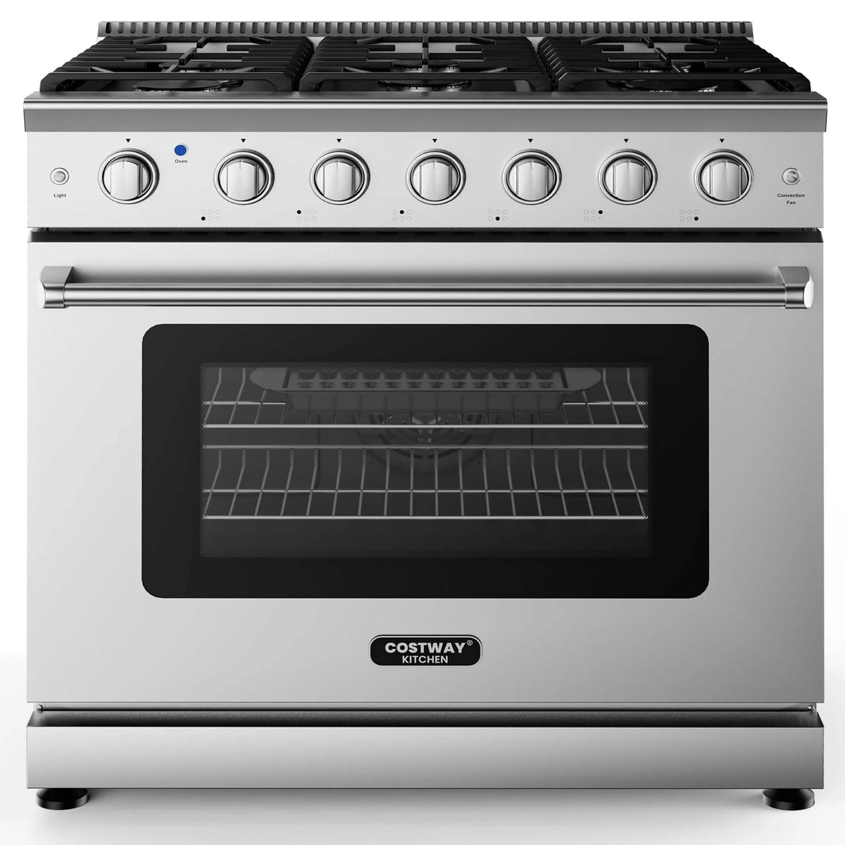 Costway 36 Inches Natural Gas Range Freestanding with 6 Burners Cooktop & 6 Cu.Ft. Oven