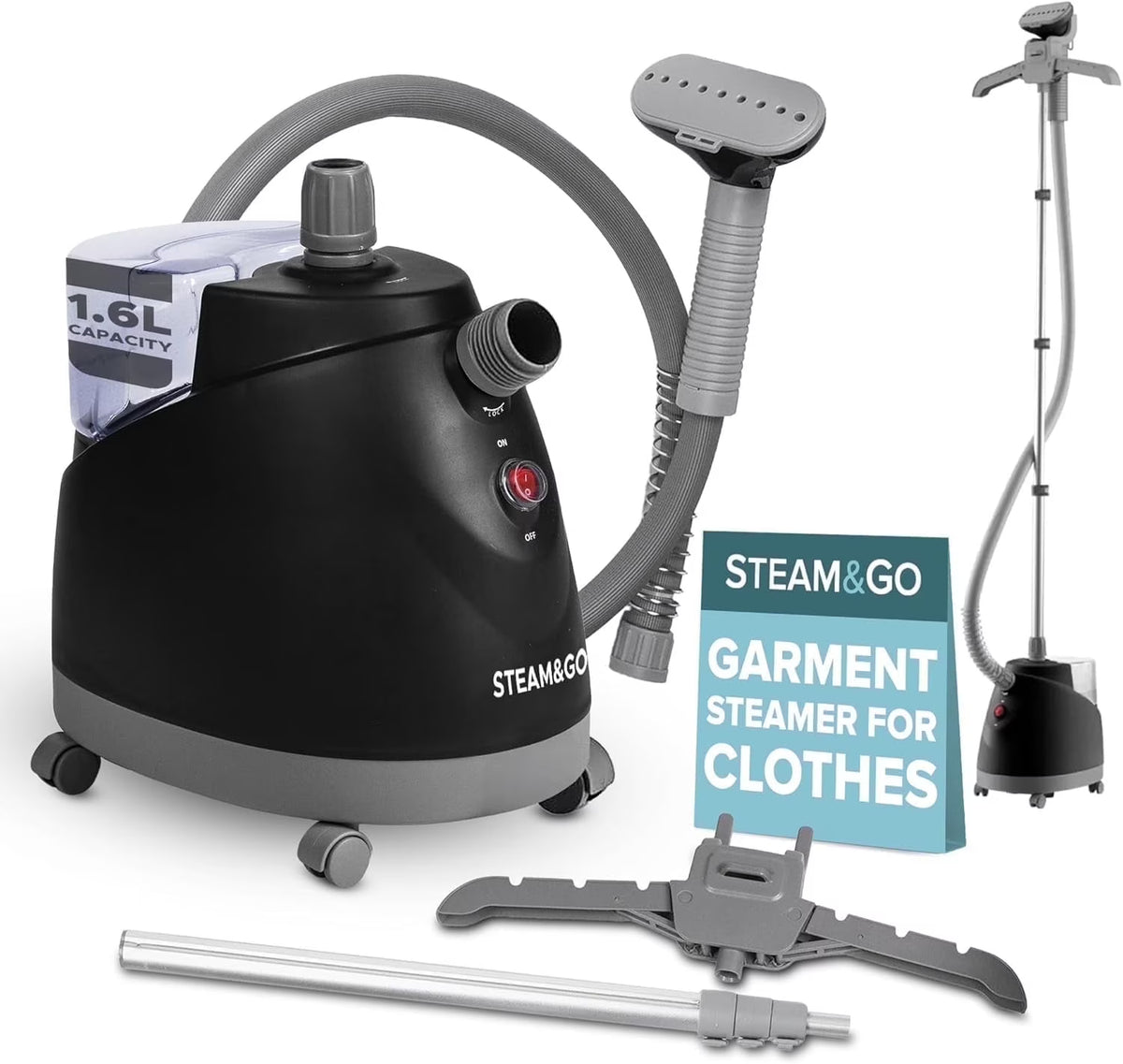 Steam & Go The Rival Clothing Steamer Foldable Standing Steamer for Clothes, Black