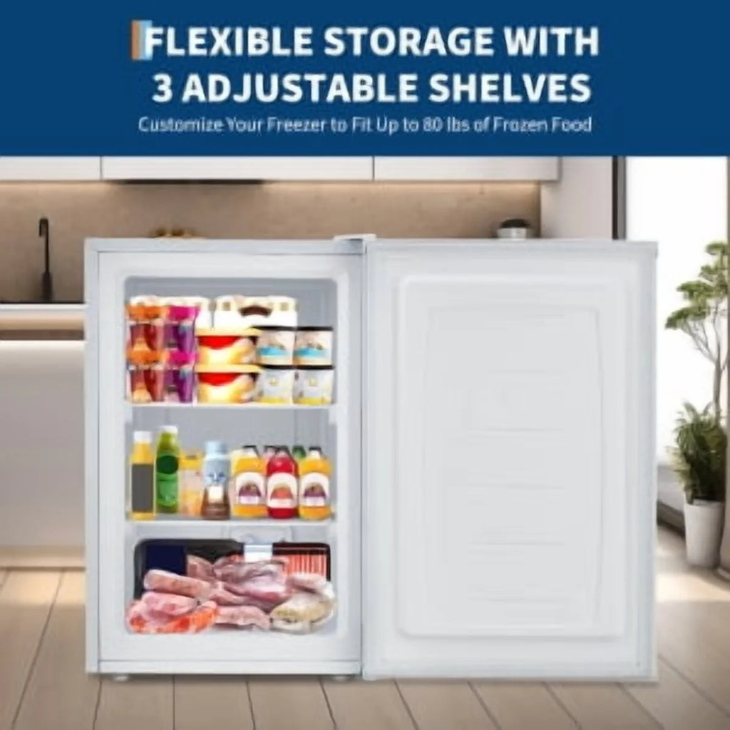 Studyset 3.0 Cu.Ft Upright Freezer with Reversible Door - Compact Single Door Freezer for Apartments/Dorms/Office/Garage, Ultra-Quiet, Space-Saving Design, White