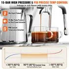 Choco Moon Espresso Machine w/Grinder, 15 Bar Semi-Automatic Coffee Maker with Milk Frother, Steam Wand & Pressure Gauge for Cappuccino, Latte, PID Control System, Silver