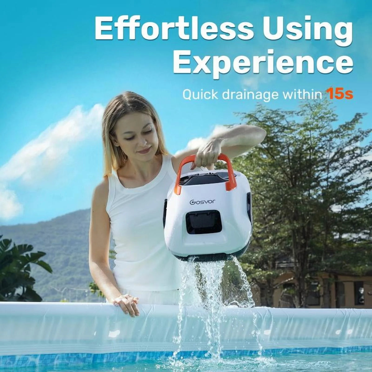 Cordless Robotic Pool Cleaner for Flat Bottom Above-Ground Pools, 90 Min Runtime, Automatic Vacuum, Portable, Self-Parking, up to 860 Sq.ft