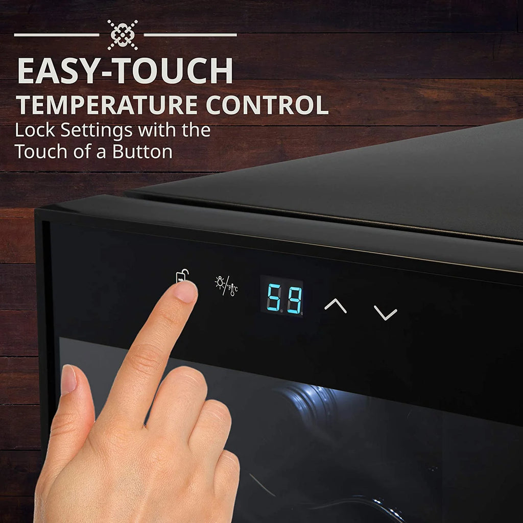 Ivation 18-Bottle Glass Door Compressor Refrigerator, Black