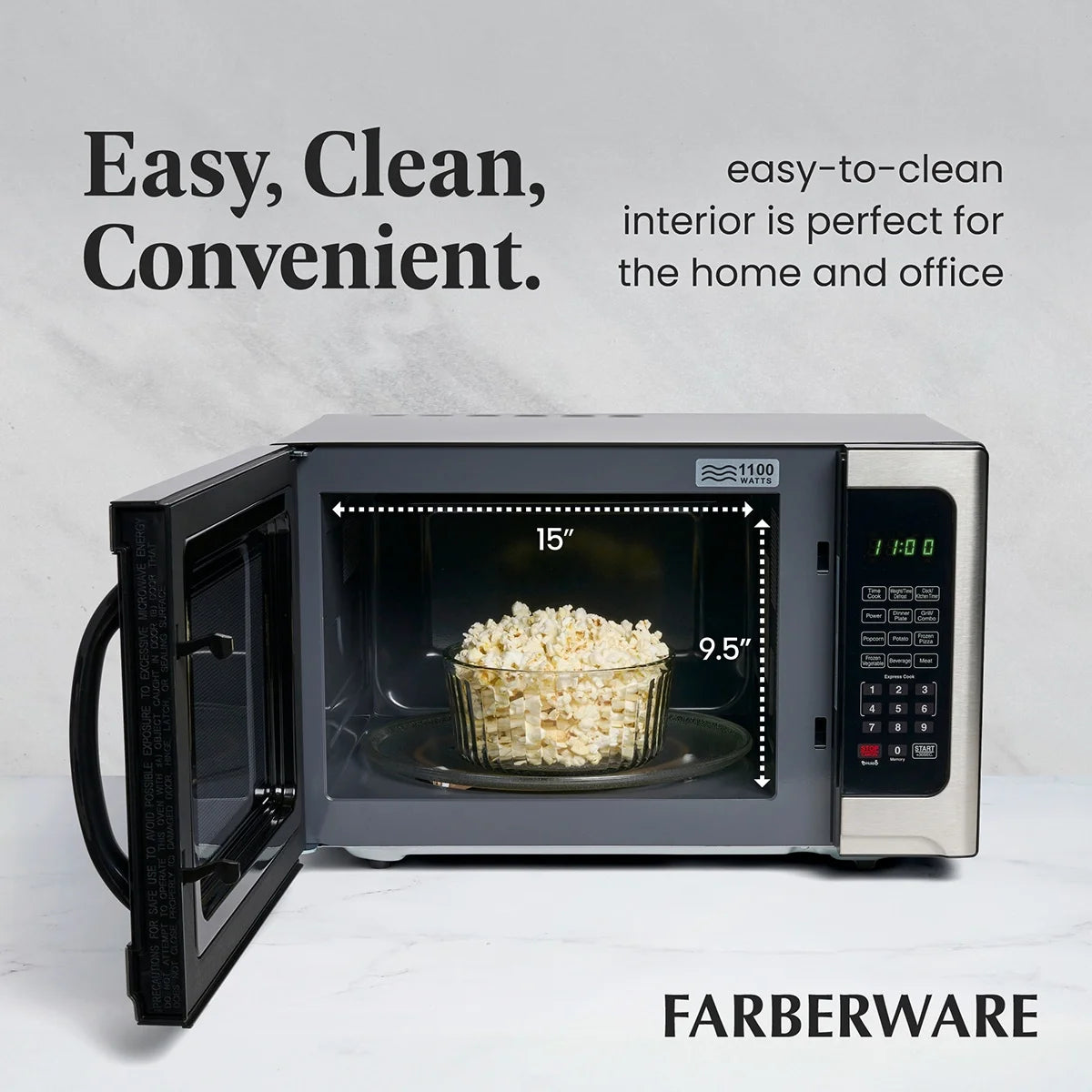 Farberware Professional 1.2 Cu. Ft. 1000-Watt Microwave Oven with Sensor Cooking, Stainless Steel/Black Body Wrap
