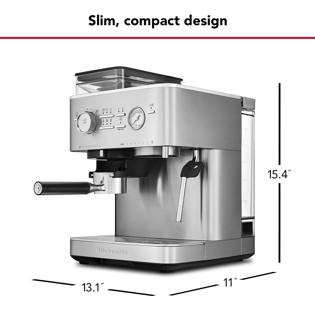 KitchenAid Semi-Automatic Espresso Machine with Burr Grinder | Brushed Stainless Steel