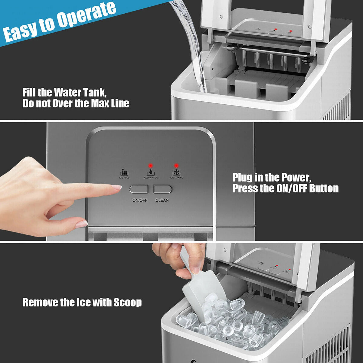 Costway Portable Ice Maker Machine Countertop 26Lbs/24H Self-cleaning w/ Scoop Green