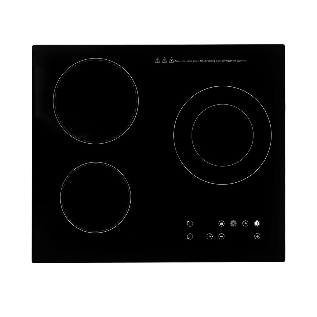Electric Ceramic Cooktop, 24inch 3 Burners Electric Cooktop with Time Adjustable Function 9 Heating Levels Electric Stove Top