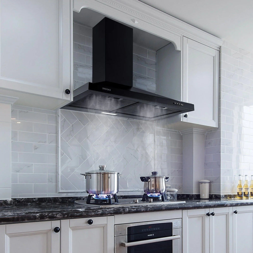 "Joeaonz 24"" Wall Mount Convertible Range Hood, 450CFM, Stainless Steel, 3-Speed with LED Light"