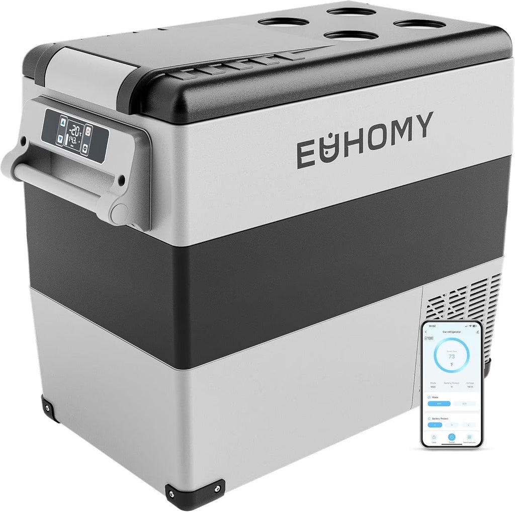 EUHOMY 12 Volt 46QT Car Refrigerator with Bluetooth APP Control, 12/24V DC & 110V AC, Portable Freezer Fridge Cooler for Car, RV, Camping, Home Use