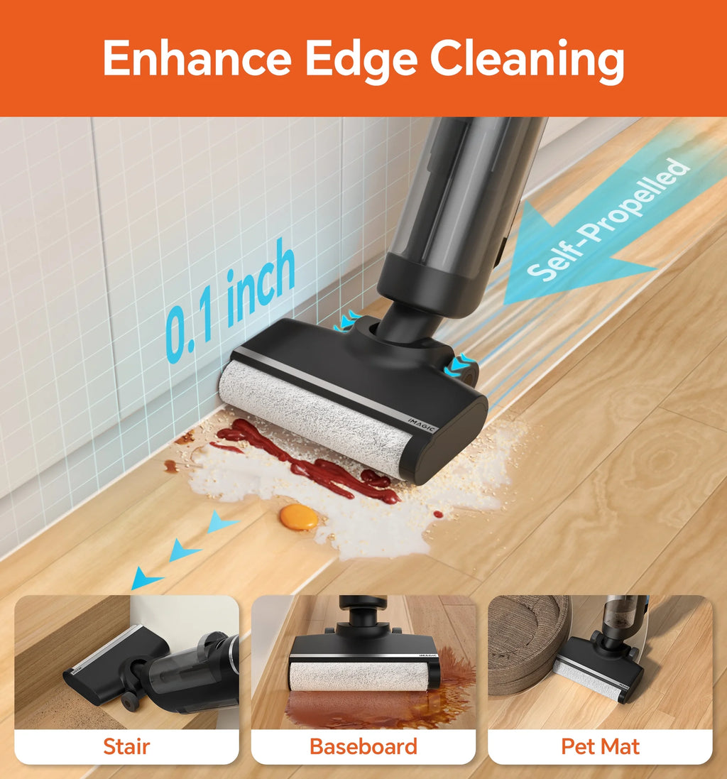 IMAGIC M3 Cordless Vacuum Mop with Self-Cleaning & Hot Air Drying for Hard Floors, Edge Cleaning, 5-in-1 Lightweight