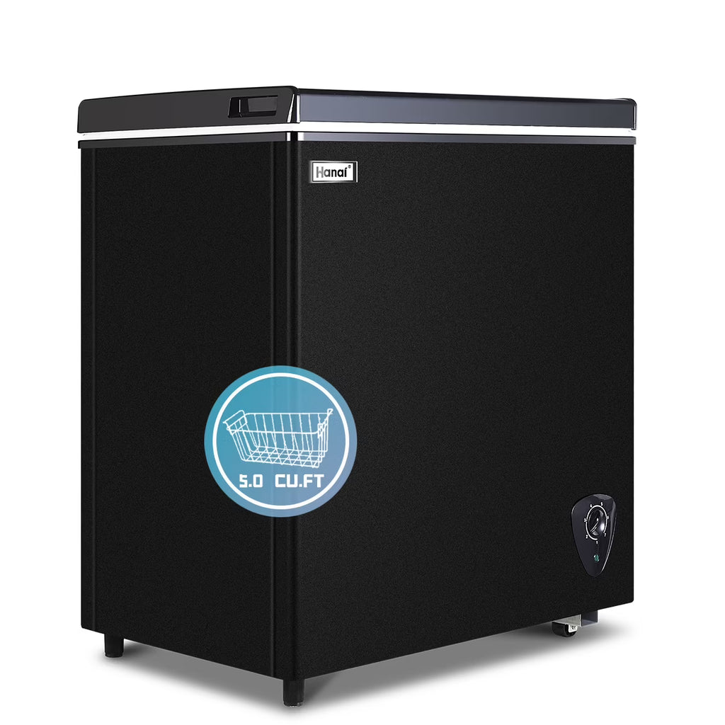 WANAI 5.0 Cu.ft,Chest Freezer,Deep Freezer,Removable Storage Basket Freezer,Black