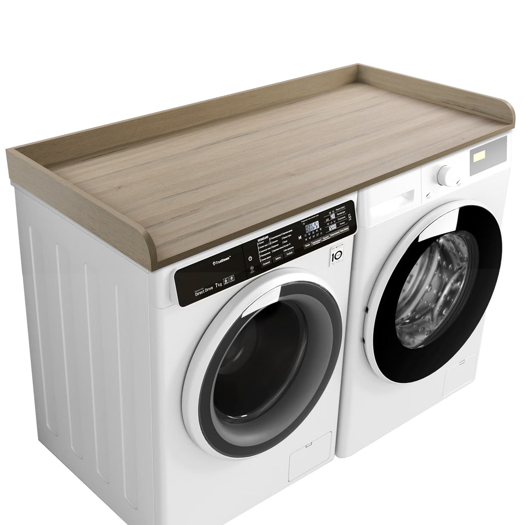 Kaboon Washer Dryer Countertop with Edge Rails, 27.5" x 54", Light Walnut