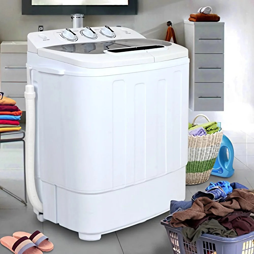 Veado Compact Portable Washer & Dryer Set - All - in - One Mini Washing Machine with Spin Dryer, Energy - Efficient, Space - Saving Design, Ideal for Apartments, Dorms, RVs, White Finish