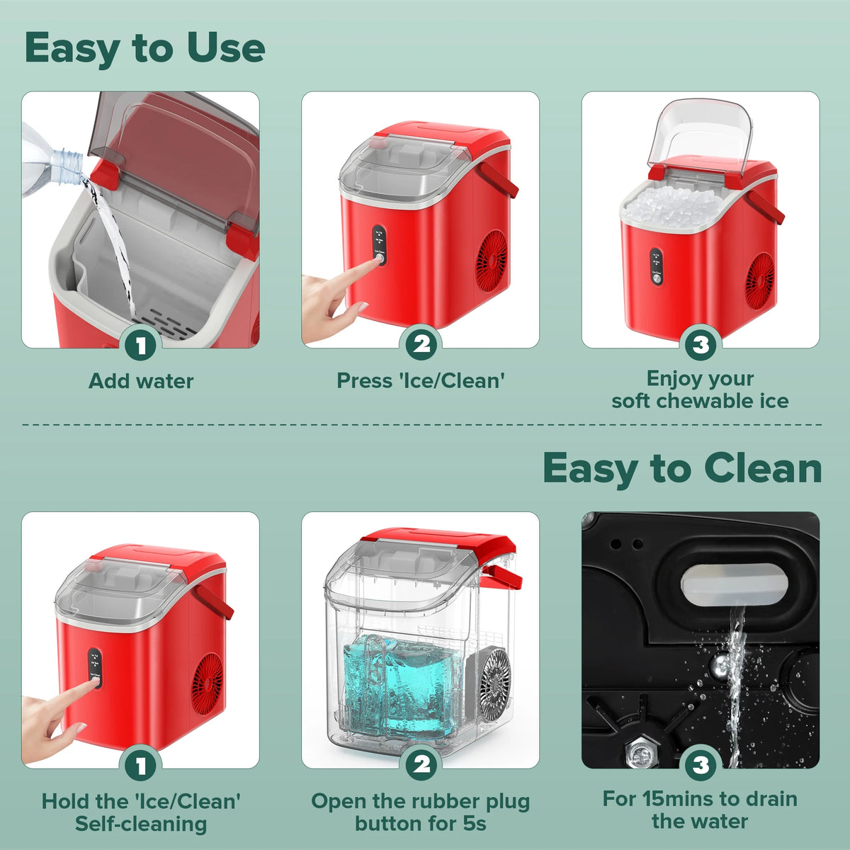 KISSAIR Nugget Ice Maker Countertop with Soft Chewable Pellet Ice, Portable Ice Machine with Handle, 35lbs/24H, Grey