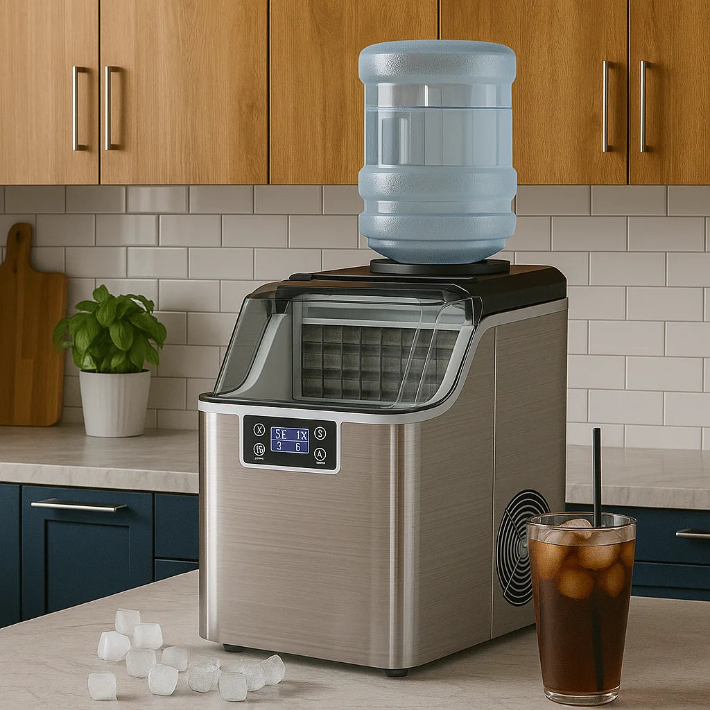 Fenbeli 26lbs/24H Countertop Ice Maker Machine with Handle, Portable Ice Maker Machine with Auto-Cleaning, Black