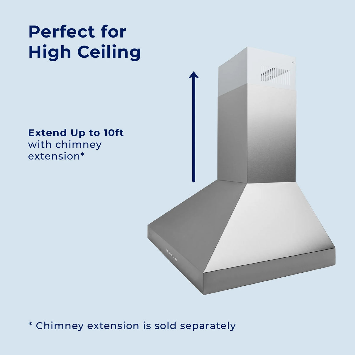 Hauslane WM-530  30-inch Wall Mount Range Hood, Matte White, Strong Suction, Stainless Steel Baffle Filters, LED Lamps