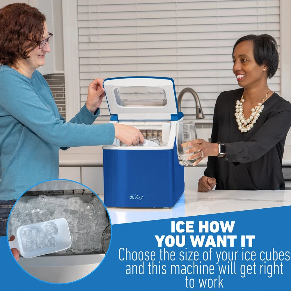 Deco Chef Countertop Portable Ice Maker 40 lb/Day Blue with Extended Warranty