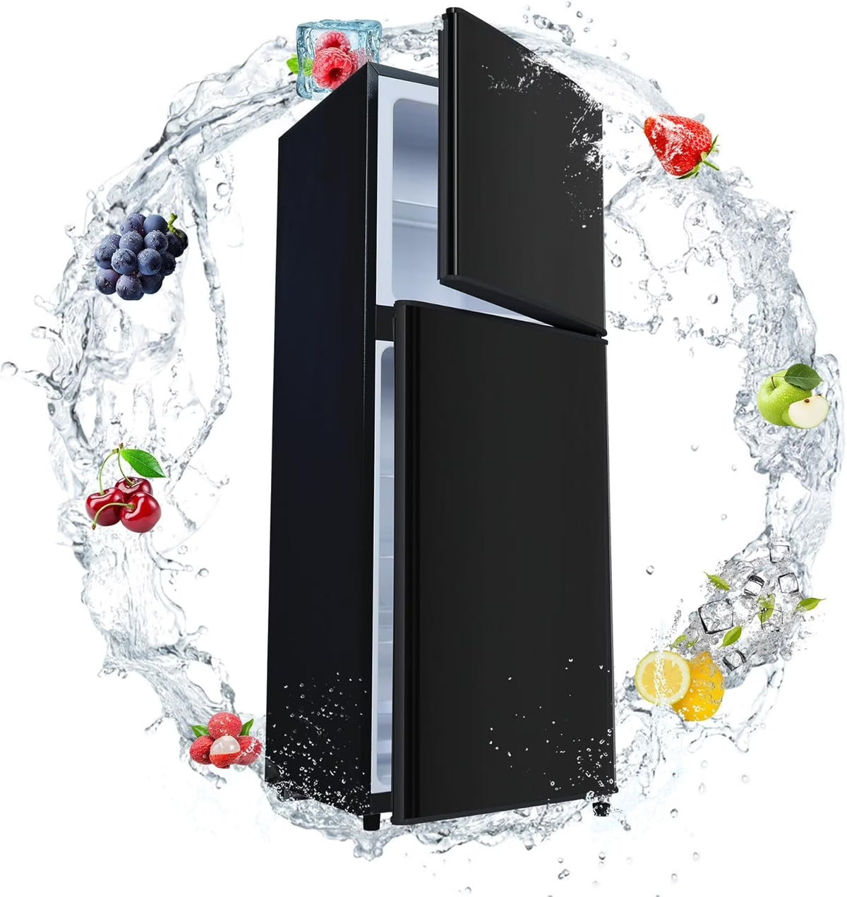 Kcpolre 4.8 Cu.ft Refrigerator with Freezer, 2-Door RV Fridge with Adjustable Thermostat, Compact Refrigerator with Freezer for Home, Kichen, Apartment, Office, Silver