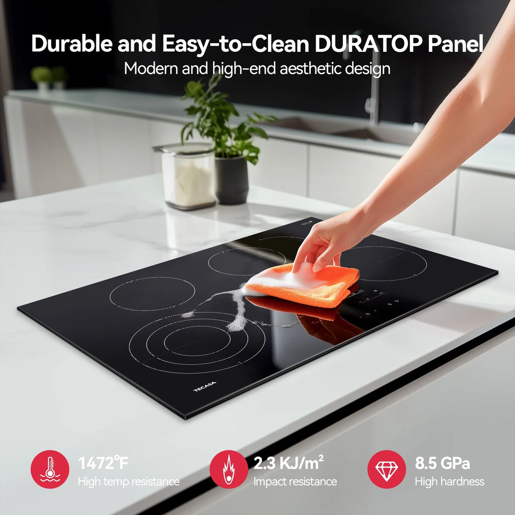 Mega Watt 30 in. 4 Elements Radiant Electric Cooktop in Black with Bridge Element and Tri-Ring Element Touch Contol