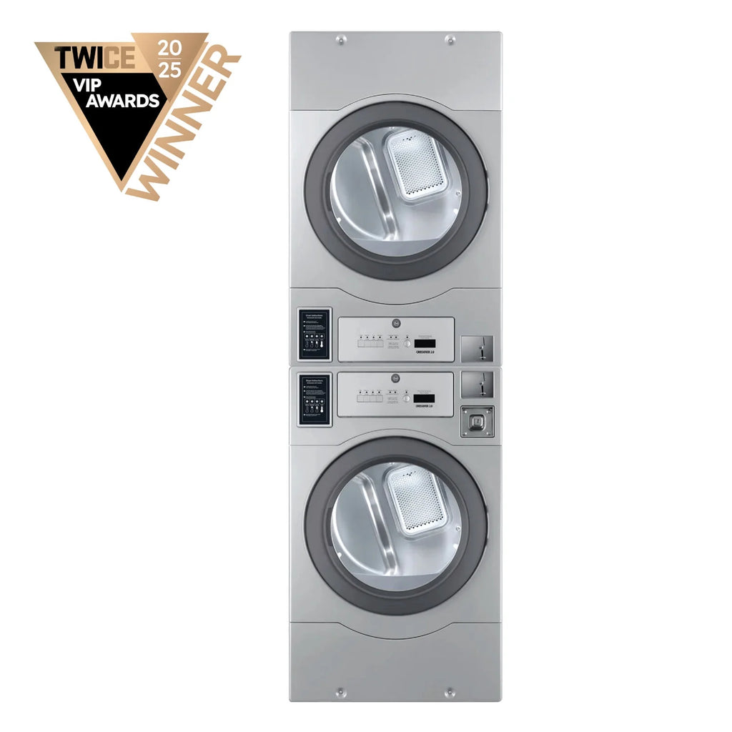 Crossover Stackable 22-Pound Electric Commercial Dryers with Extra Large 7. Cu. Ft. Drum in Silver