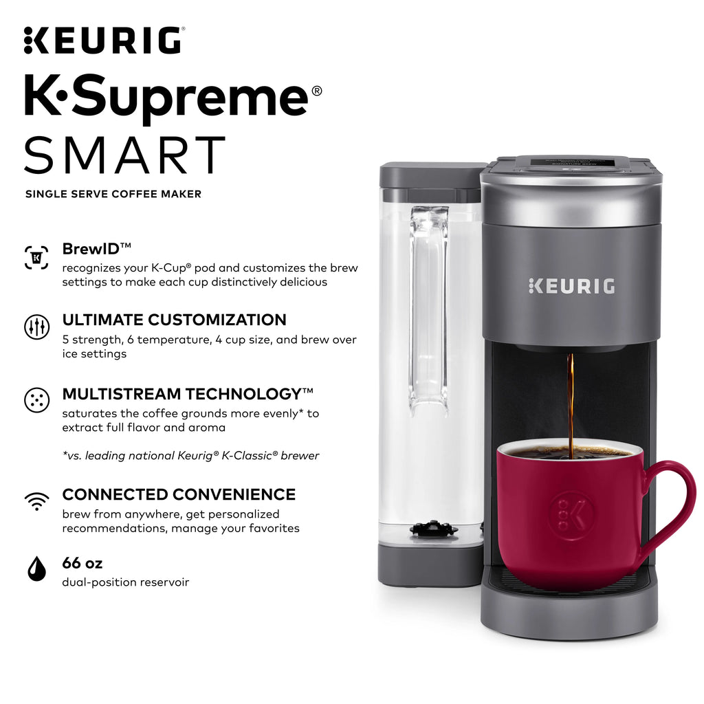 Keurig K-Supreme SMART Coffee Maker, MultiStream Technology, Brews 6-12oz Cup Sizes, White