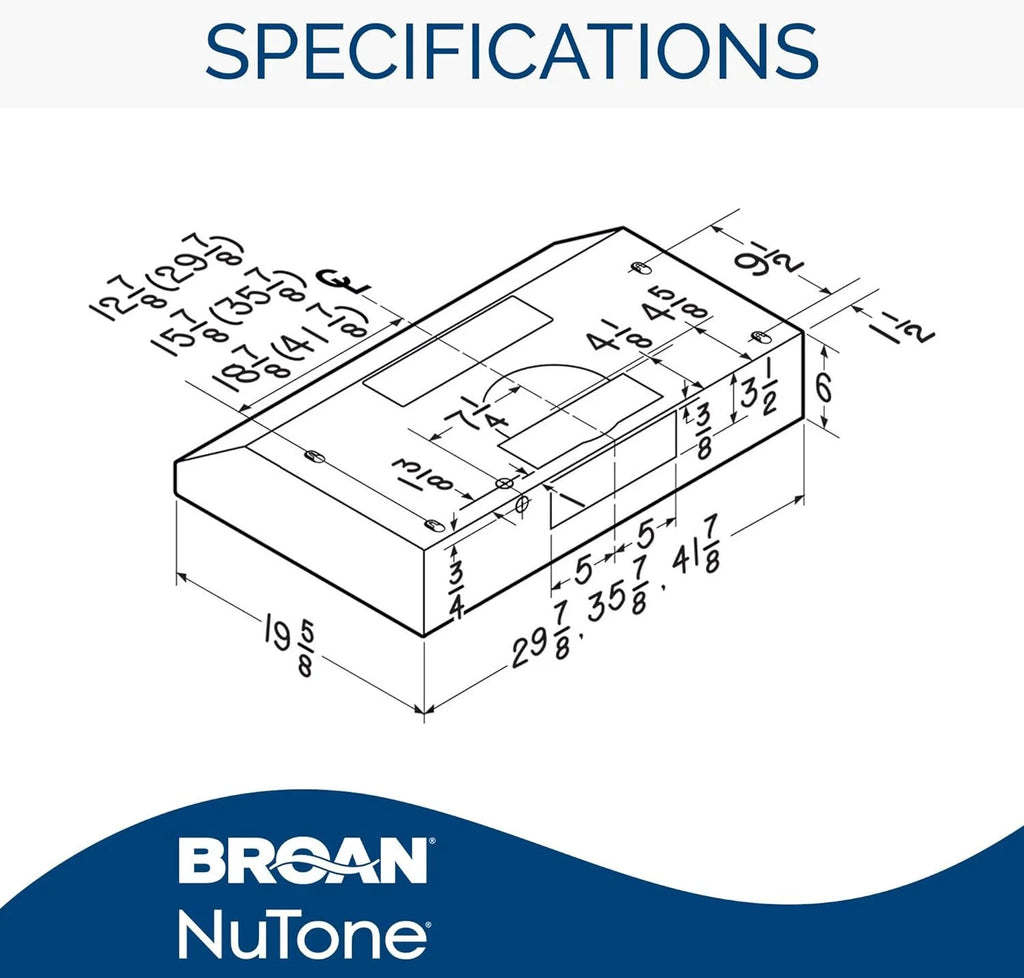 Broan-NuTone BKSH130BL Sahale 30-inch Under-Cabinet Easy Install 4-Way Convertible Range Hood with 2-Speed Exhaust Fan and Light, 300 Max Blower CFM, Black