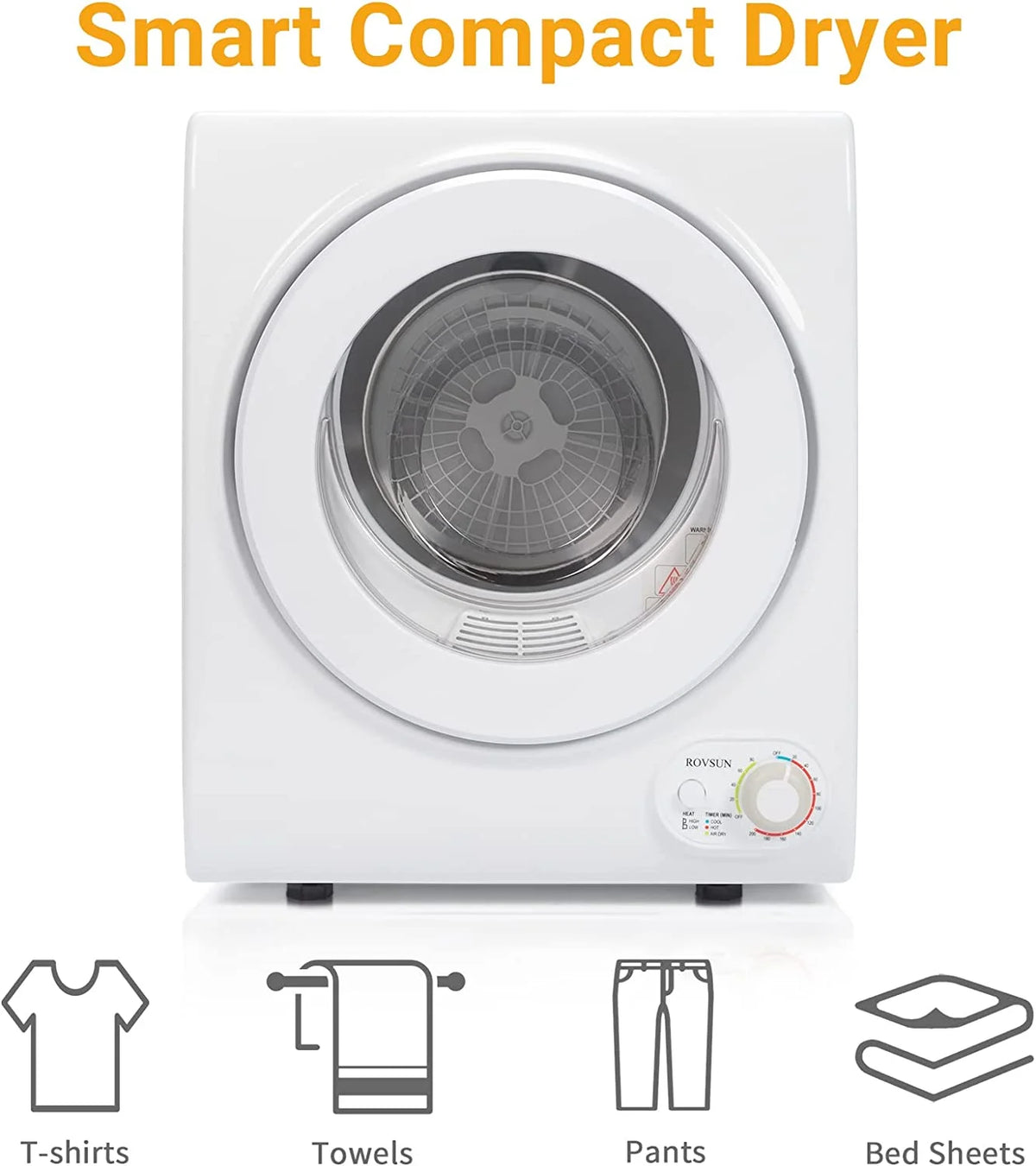 RovSun 110V White Stainless Steel Electric Tumble Dryer