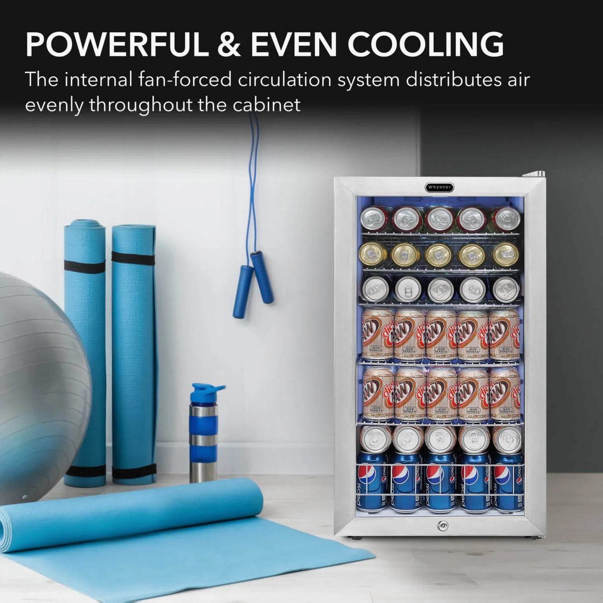 Whynter 24'' Beverage Refrigerator Cooler, 140 Cans Beverage Fridge, Built in or Freestanding Beverage Center with Stainless Steel Door