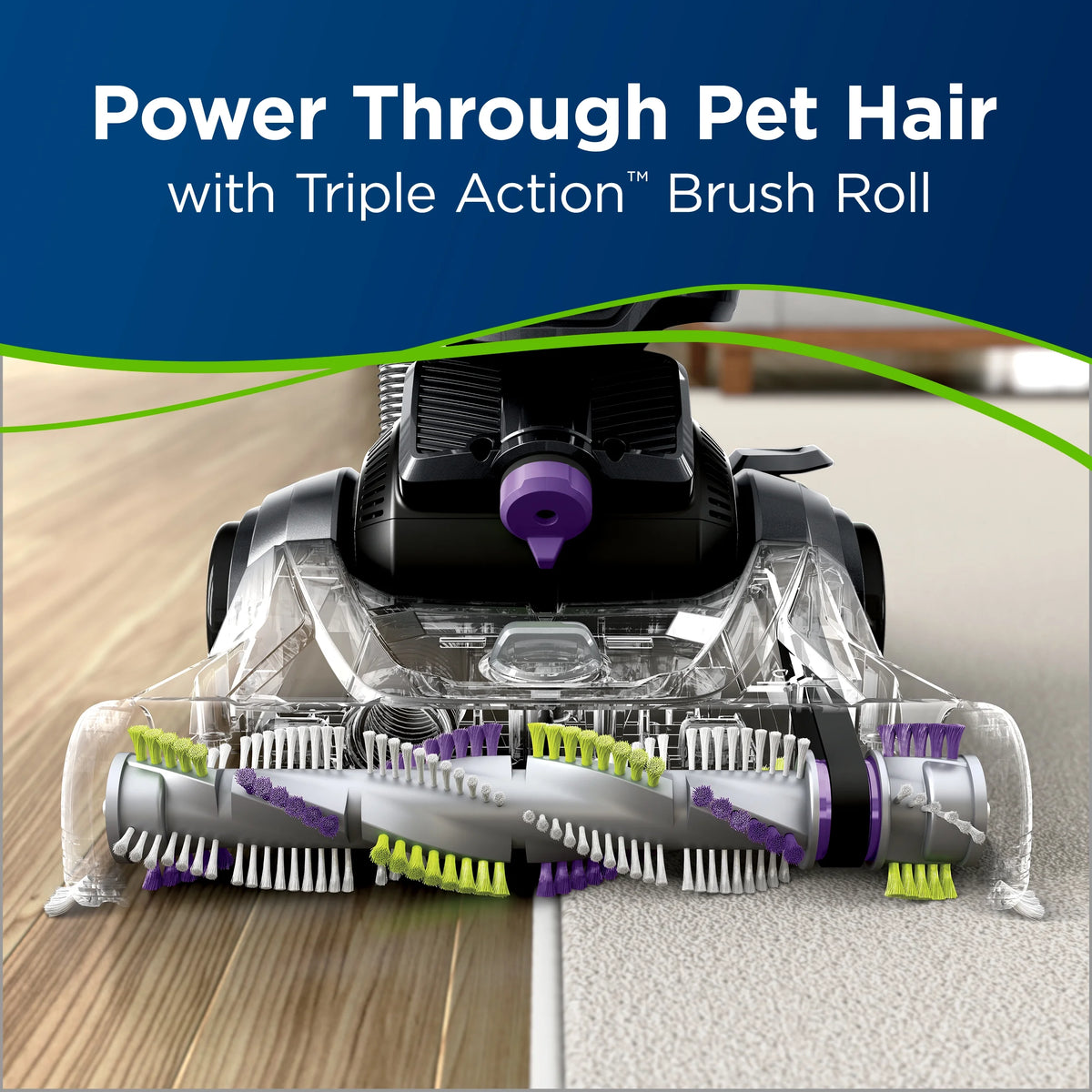 BISSELL PowerLifter Swivel Pet, Bagless, Upright Vacuum, Pet Friendly, Triple Action Brush Roll, Scatter Free Technology, Swivel Steering, Edge-to-Edge Cleaning, 2260, Black & Purple