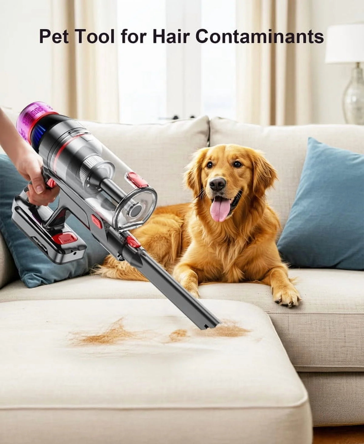 Hosaud Cordless Vacuum Cleaner - 45000pa 550W 55mins 2600mAh Lightweight Stick Vacuum Cleaners for Home Pet Hair Carpet Floor Purple
