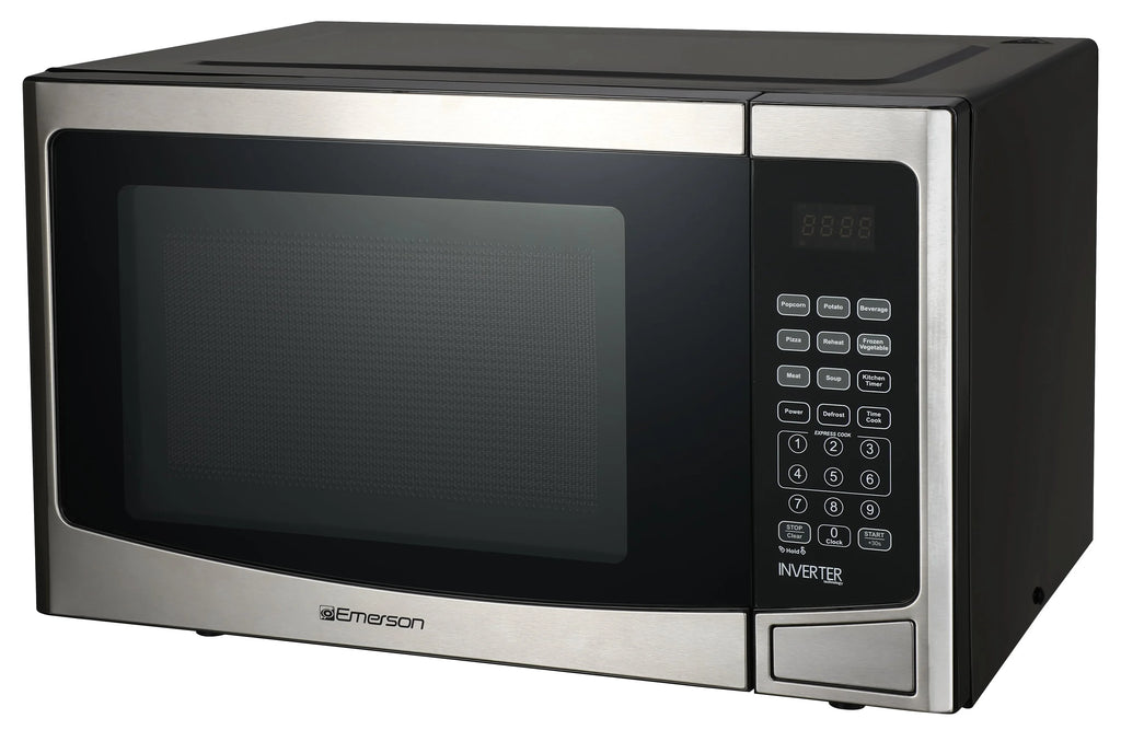 Emerson 1.2 Cu Ft, 1000W Stainless Steel Countertop Microwave Oven with Inverter Technology, Touch Control, MWI1212SS