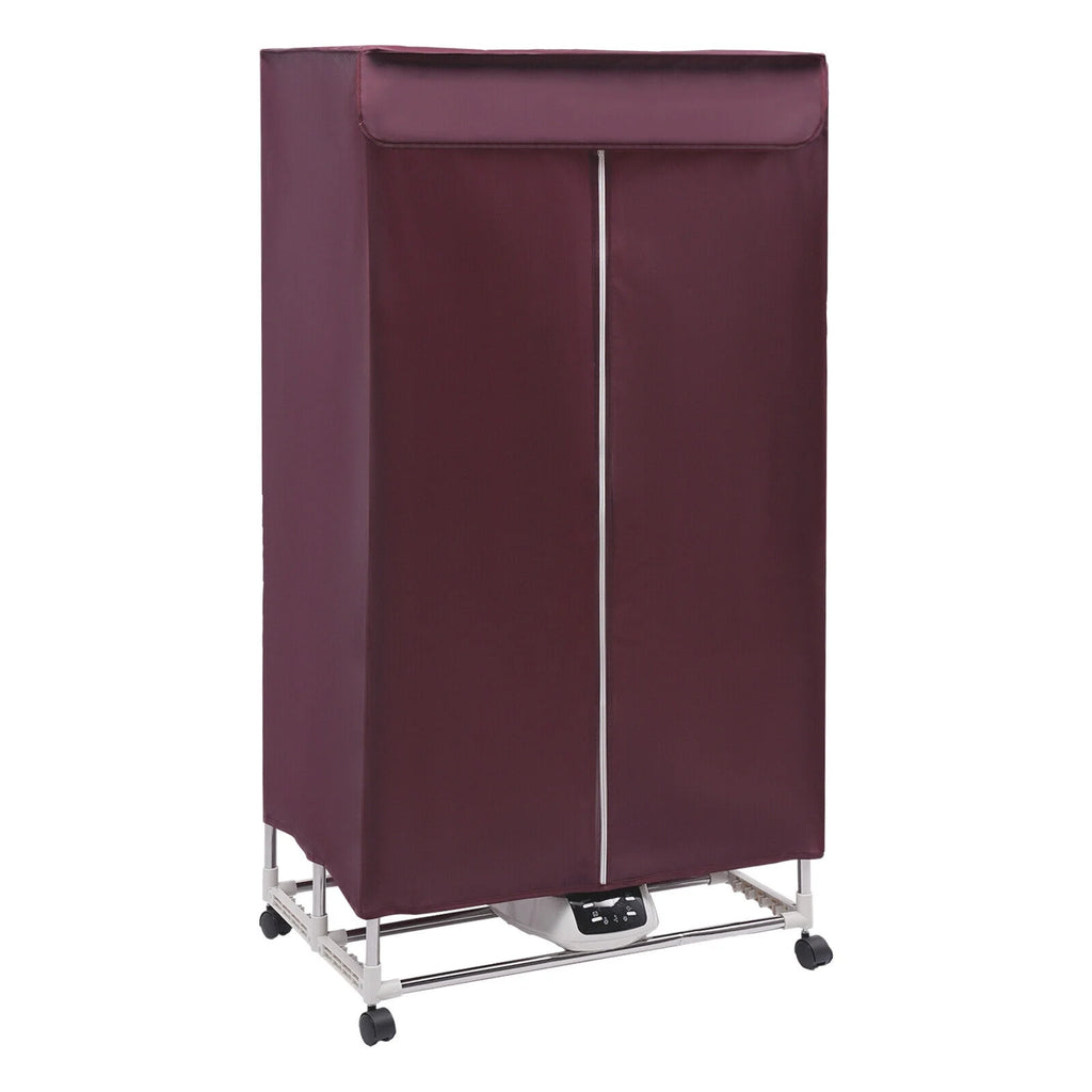 110V Wine Red Clothes Dryer Portable Travel Mini Dryer Machine 1200-1500W Electric Dryer For Homes, Apartments