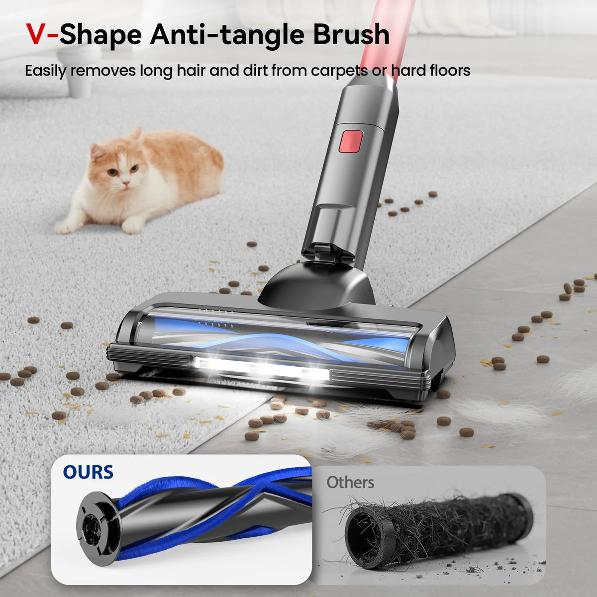 Lazyswan Cordless Vacuum Cleaner 35KPA Self-Standing Stick Vacuum 50min 400W Vac for Home Pet Hair Car Carpet Hardwood Floor, Black