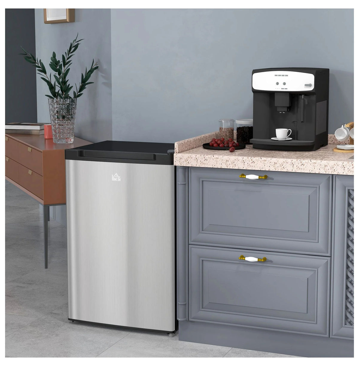 Compact Upright Freezer 3 Cu Ft - Adjustable Thermostat, Reversible Door, Mini Freezer for Apartment, Dorm, Office - Silver