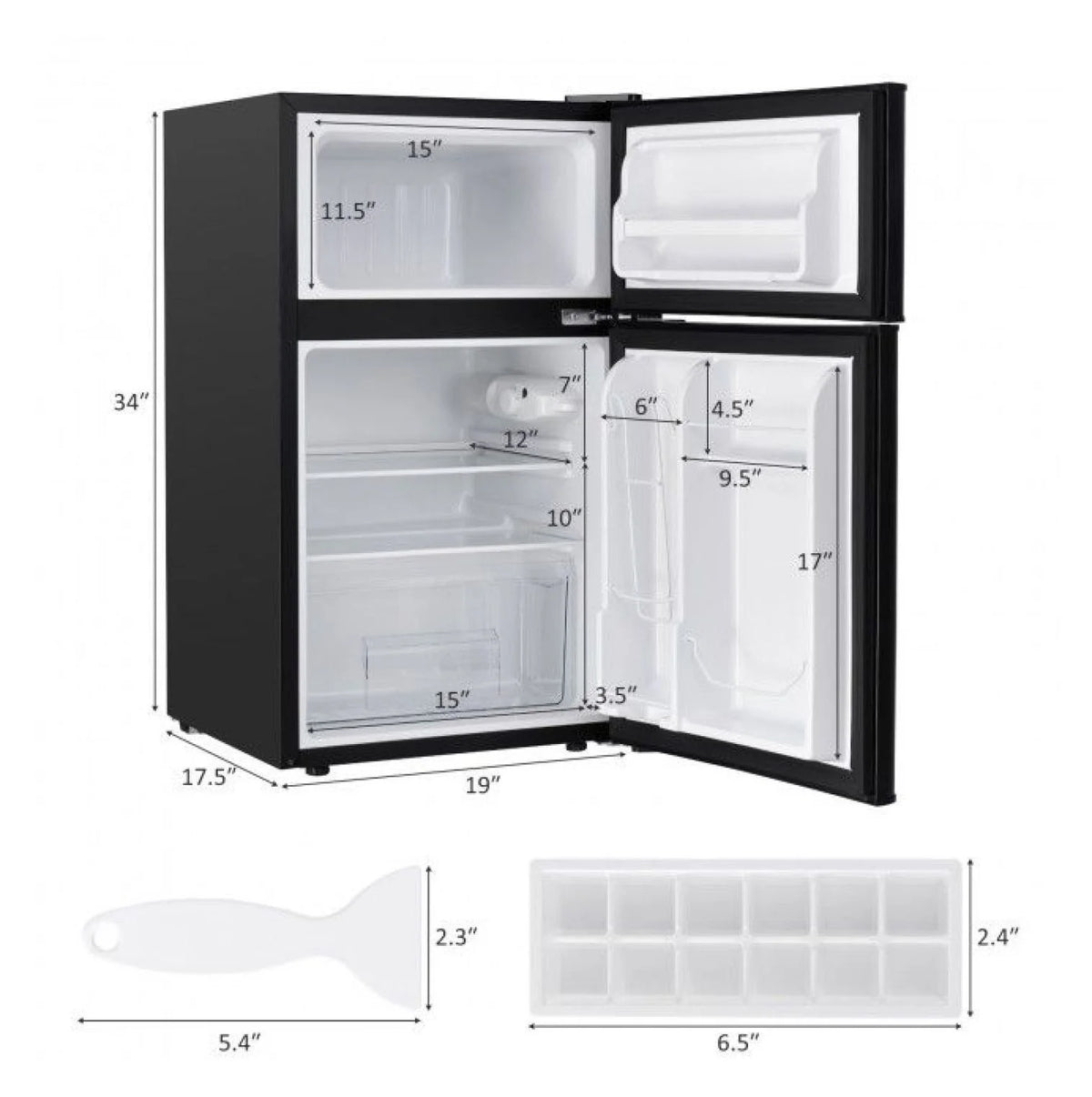 3.2 cu ft Compact Refrigerator - Stainless Steel Mini Fridge with Freezer, Adjustable Thermostat, and Can Dispenser - Ideal for Dorms, Apartments, Wet Bars