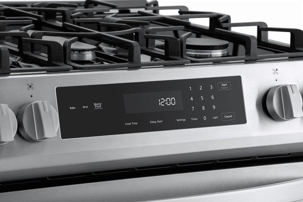 Kenmore 5.6 Cu. Ft. Front-Control 5 Burner Gas Range with Oven, Storage Drawer, Large Window, Dishwasher Safe Cast Iron Grates