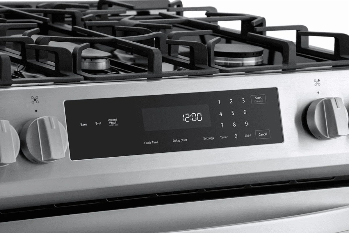 Kenmore 5.6 Cu. Ft. Front-Control 5 Burner Gas Range with Oven, Storage Drawer, Large Window, Dishwasher Safe Cast Iron Grates