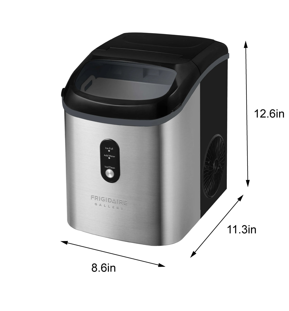 Frigidaire Gallery, 33 lbs. Nugget Ice Maker, Stainless Steel, Black, EFIC214