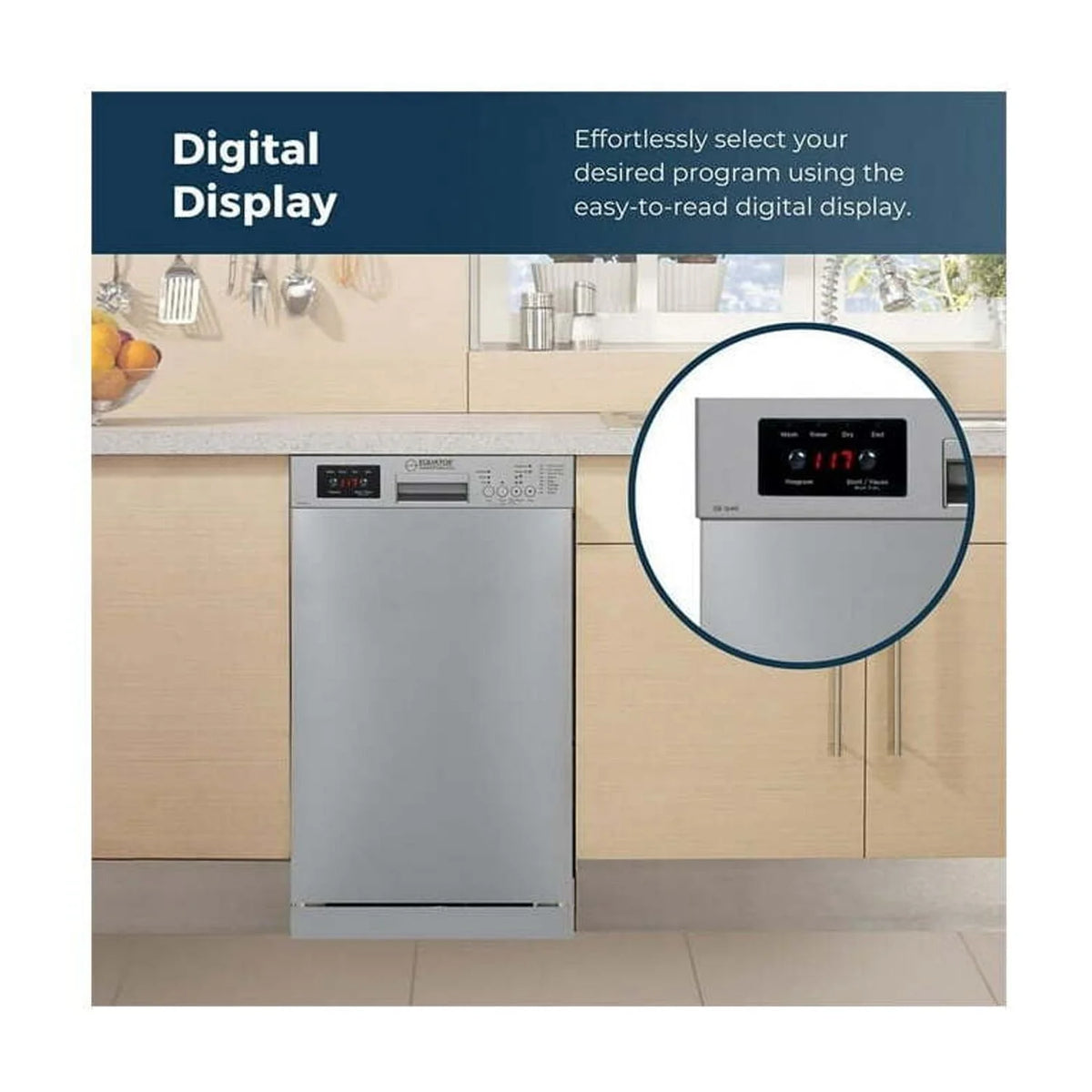 Equator 18"Dishwasher Europe ADA Builtin 10 Place Sani Delay 1/2 Load 51dB