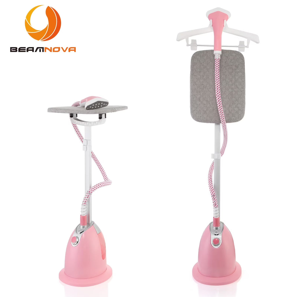 BEAMNOVA Standing Garment Steamer for Clothes, Professional for Home and Business Use Full-Size Clothing Steamer with Hanger & Ironing Board, Pink