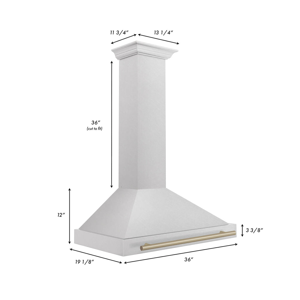 ZLINE 36 ZLINE Autograph Edition DuraSnow Stainless Steel Range Hood with DuraSnow and Gold Handle (KB4SNZ-36-G)