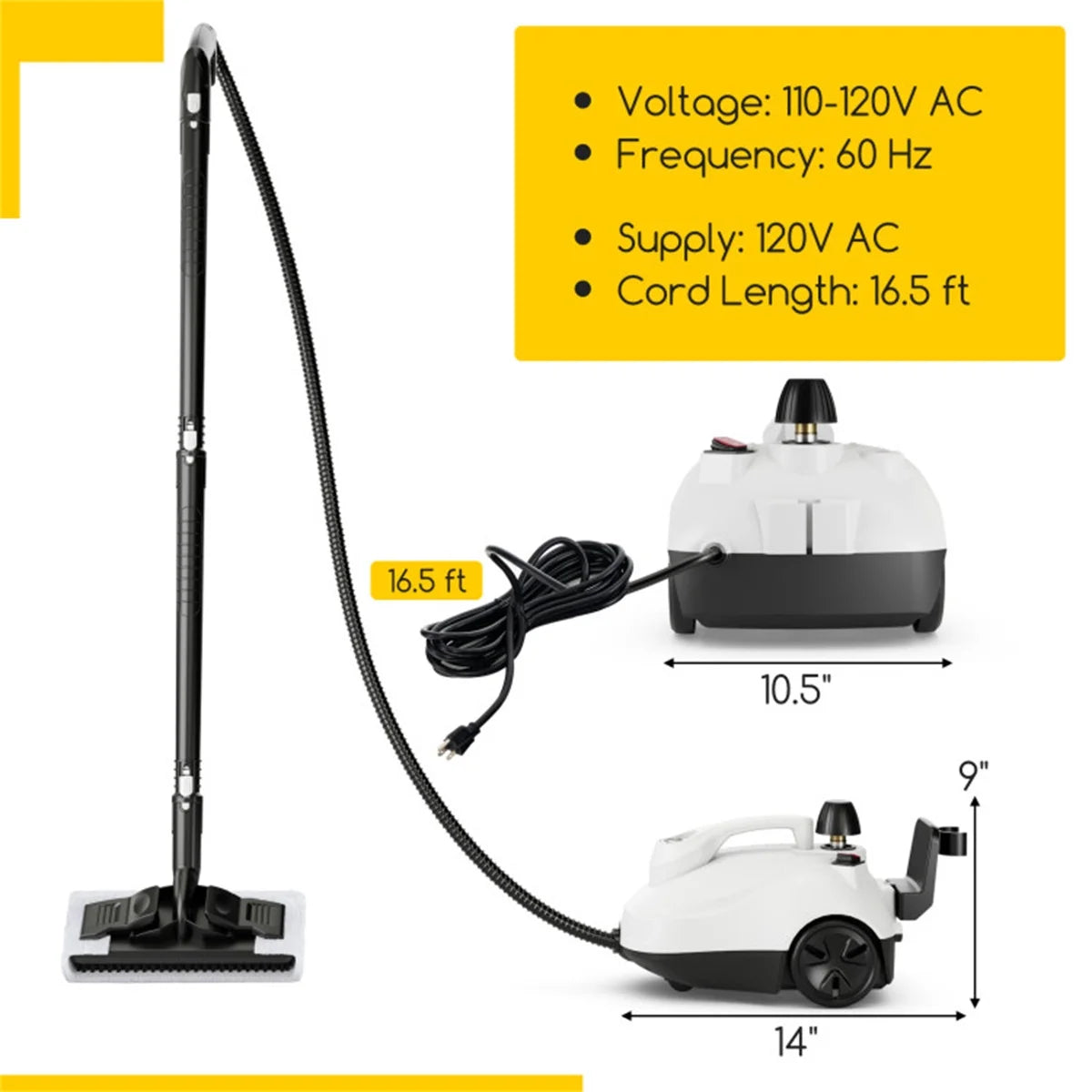 Steam cleaner with large water tank